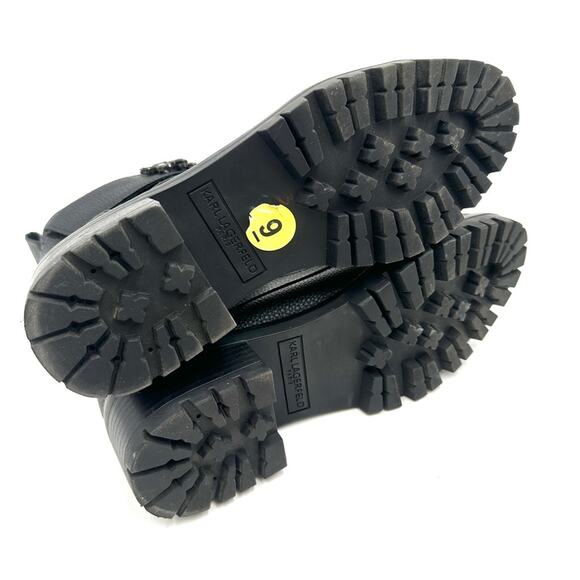 NEW - KARL LAGERFELD PARIS women's Pippa Jeweled Strap Leather Lug Sole - SIZE 9 - Picture 9 of 13